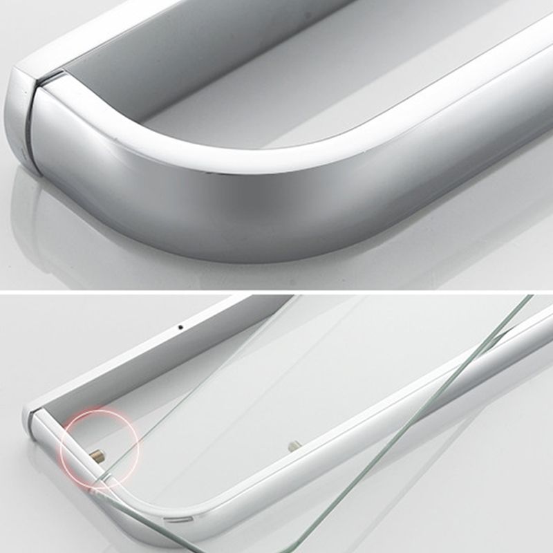 Avtoit | Contemporary silver bathroom set with bathroom shelf and towel rail