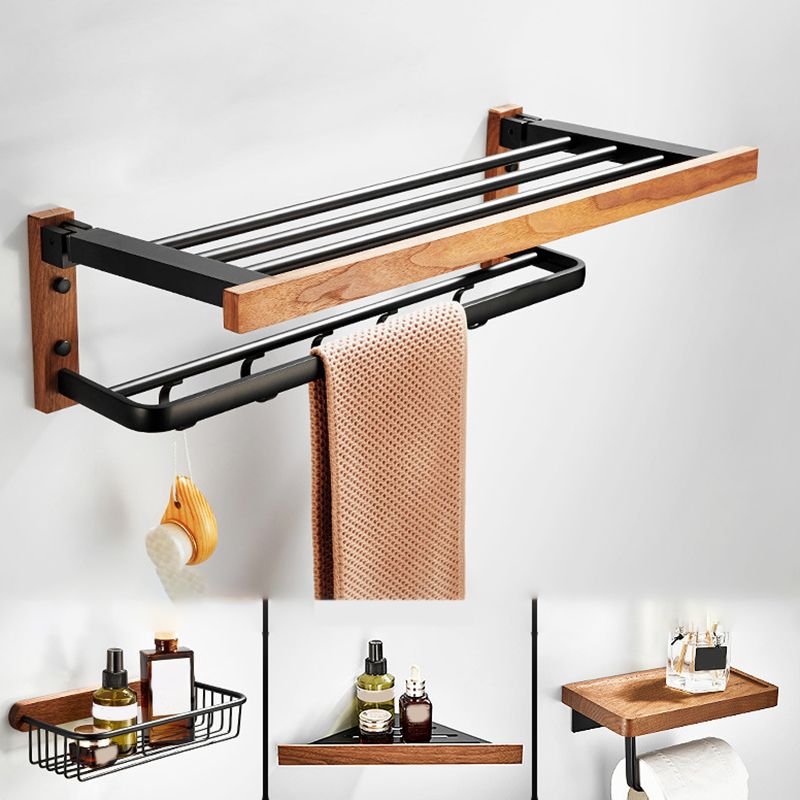 Avtoit | Wood and Aluminum Bath Accessory Set Black Bathroom Accessory Kit