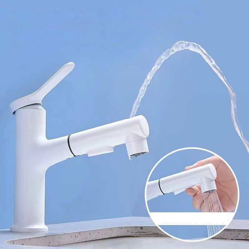 Avtoit | Modern Washbasin Faucet Copper 1-Handle Low Arc Pull-Out Washbasin Faucet for Bathroom