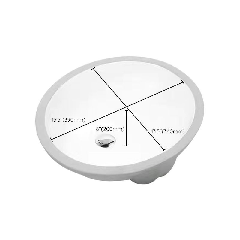 Avtoit | Modern Under-mount Sink Oval Porcelain with Pop-Up Drain Sink