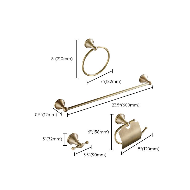 Avtoit | Metal Bathroom Set 4-Piece Traditional Style Gold Bathroom Hardware Set