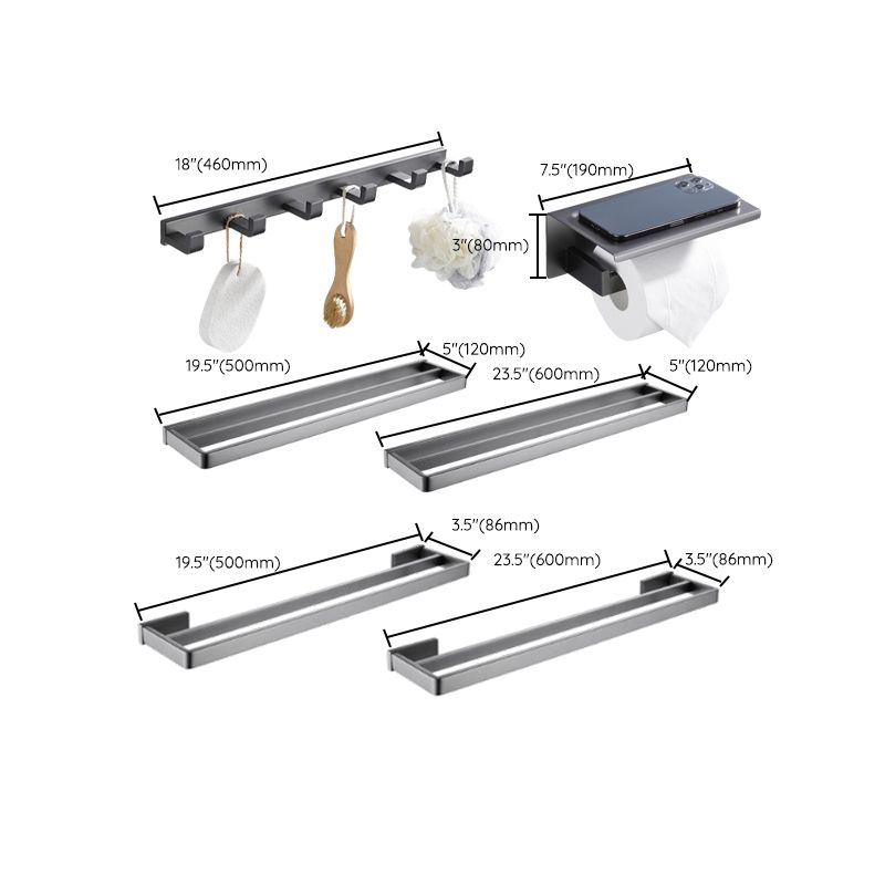 Avtoit | Gray 5-piece modern bathroom accessory set made of stainless steel