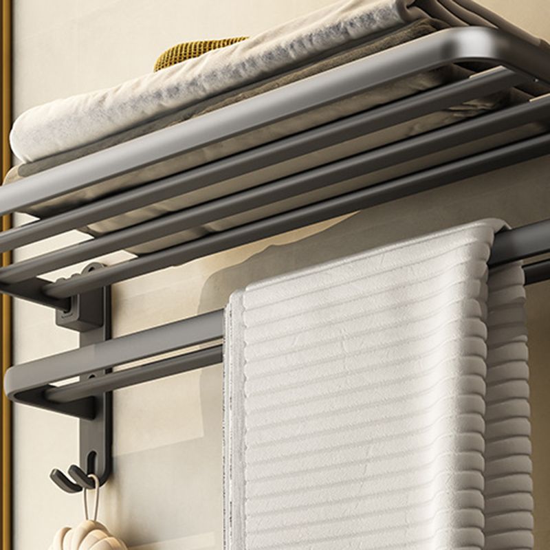 Avtoit | Contemporary Bathroom Accessory Set Gray Aluminum Bathroom Shelf/Towel Rack/Bathtub Hook