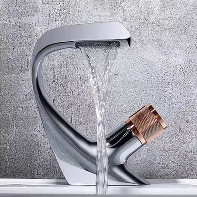 Avtoit | Button Handle Faucet Contemporary Style Faucet with Waterfall Spout
