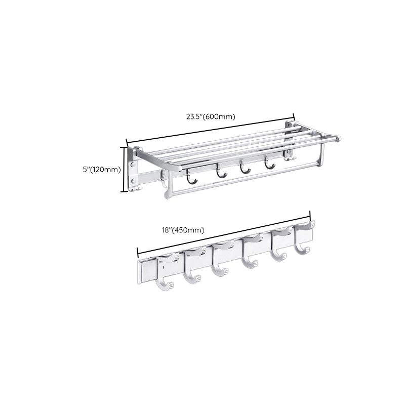 Avtoit | Contemporary silver metal bathroom accessory set with towel rack