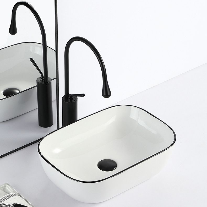 Avtoit | Contemporary sink with pop-up drain porcelain rectangular basin