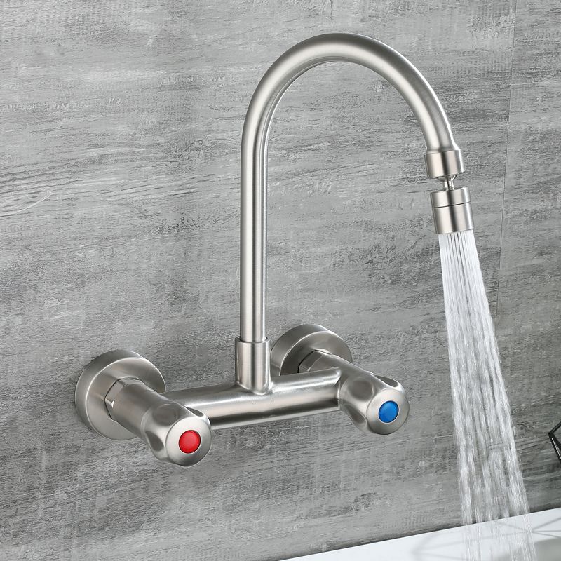 Avtoit | Round 2-Handle Bathroom Faucet Single Hole Wall Mounted Bathroom Faucet