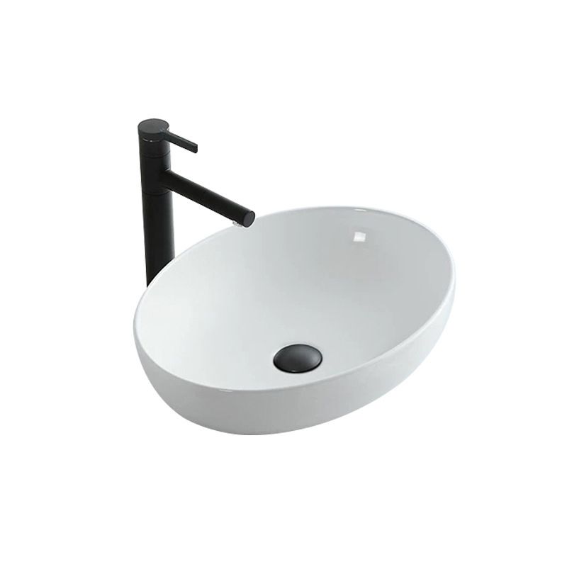 Avtoit | Modern Vessel Bathroom Sink Oval Porcelain with Pop-Up Drain System Vessel
