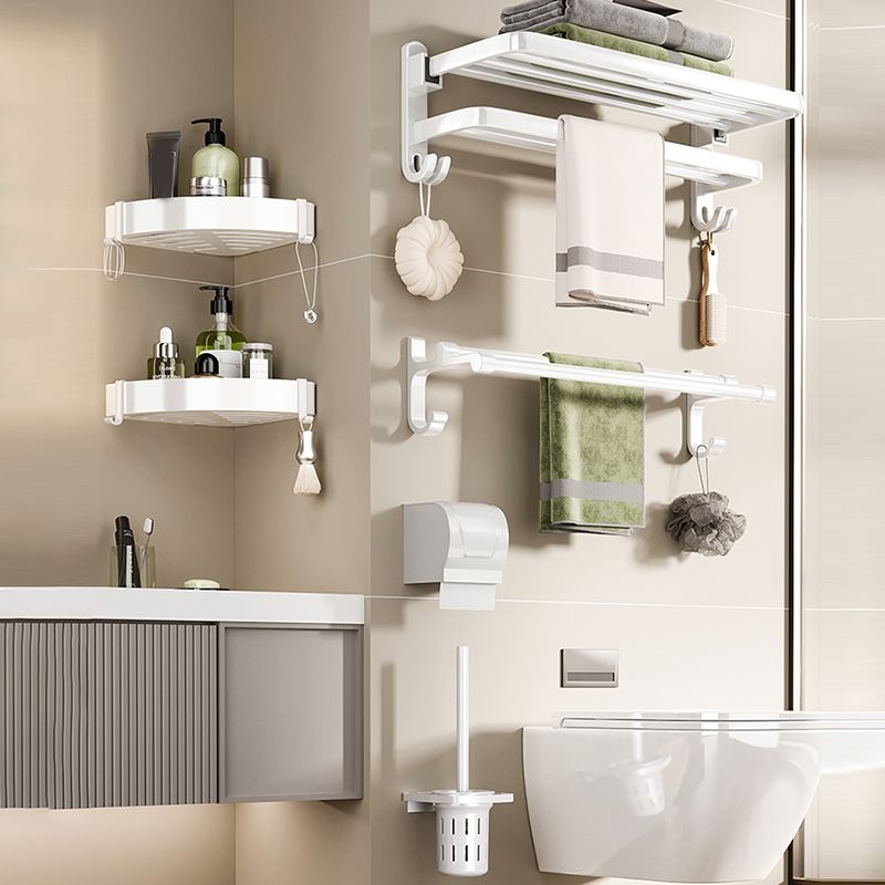 Avtoit | Contemporary Bathroom Hardware Set in White with Bath Shelf/Towel Holder/Paper Holder