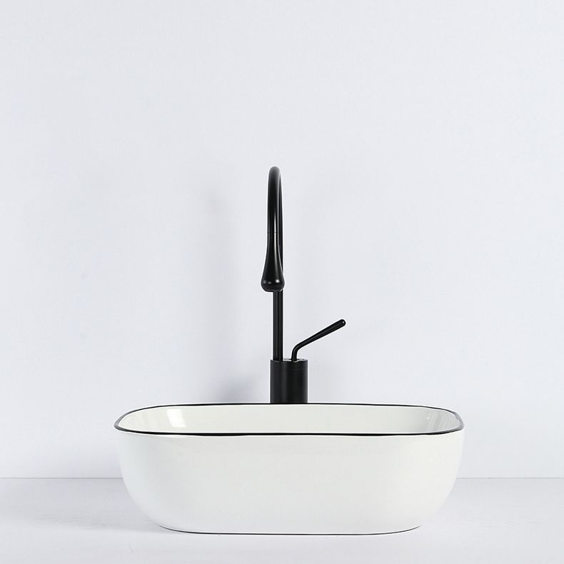 Avtoit | Contemporary sink with pop-up drain porcelain rectangular basin
