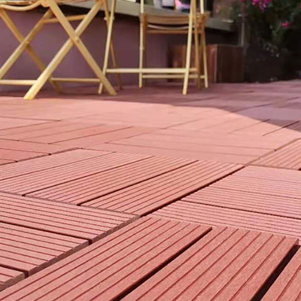 Avtoit | Composite Square Patio Tiles Interlocking Striped Pattern Patio Floor Tiles