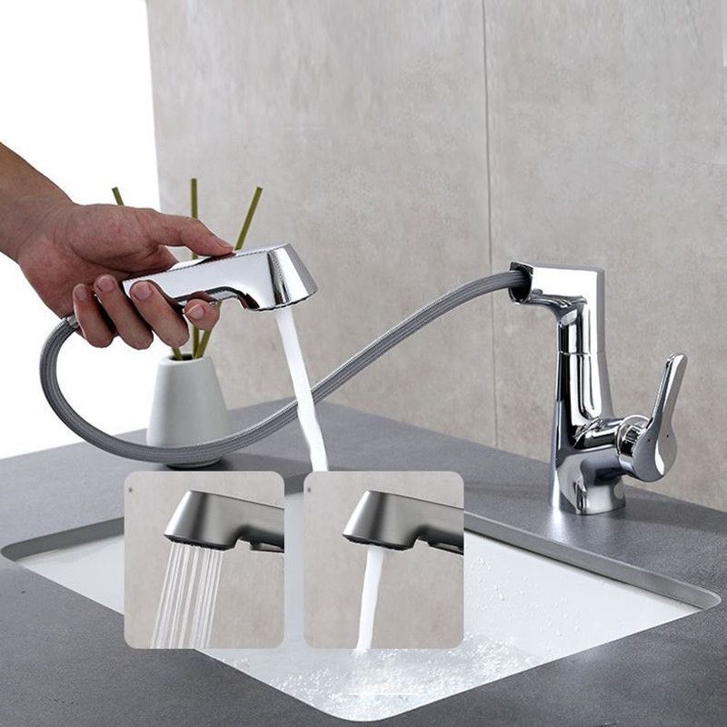 Avtoit | Modern Vessel Sink Faucet Copper Single Handle Pull Down Low Arc Vessel Faucet