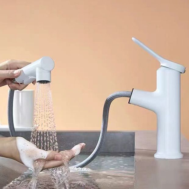 Avtoit | Modern Washbasin Faucet Copper 1-Handle Low Arc Pull-Out Washbasin Faucet for Bathroom