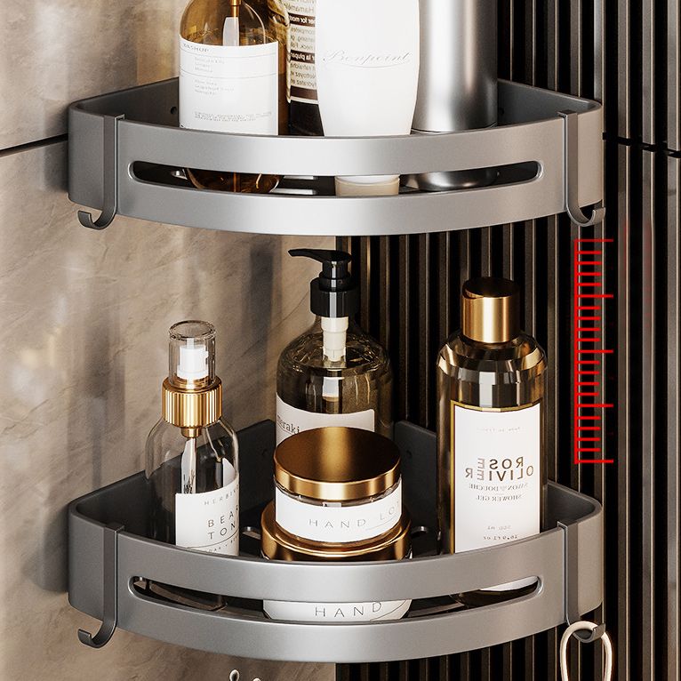 Avtoit | Gray Aluminum Bathroom Accessory Set Contemporary Bathroom Shelf