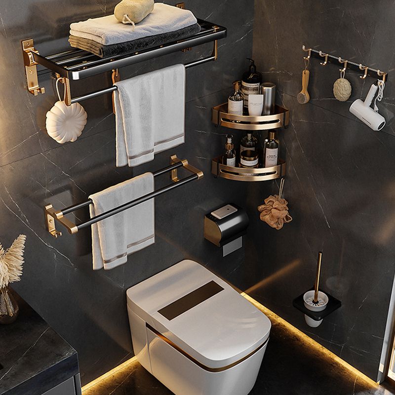 Avtoit | Black and Brass Bathroom Hardware Set Modern Stainless Steel Bathroom Shelf/Towel Holder/Paper Holder