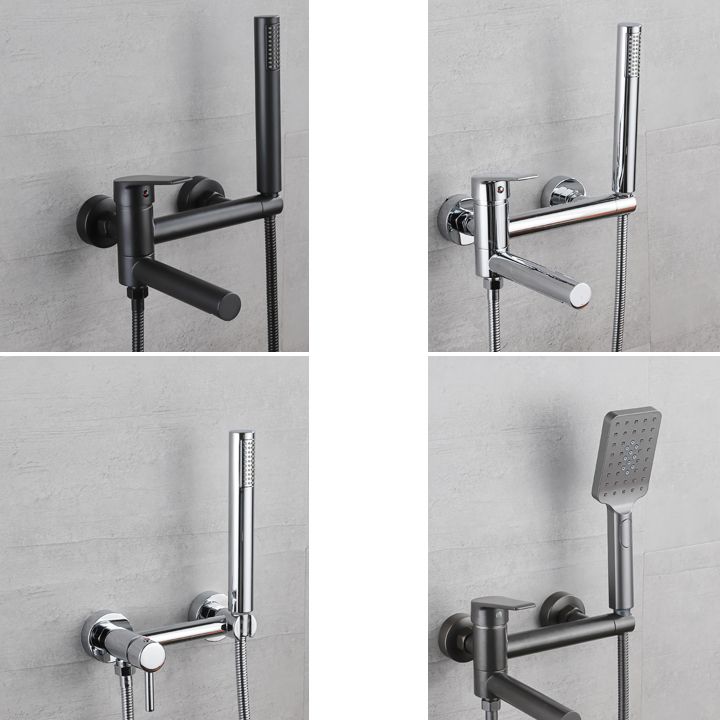 Avtoit | Lever Handle Bathtub Faucet Wall Mount Shower Hose Swivel Spout Bathtub Filling with Hand Shower