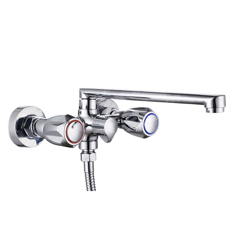 Avtoit | Contemporary Bathtub Faucet Trim Chrome Wall-Mounted Swivel Spout with Hand Shower