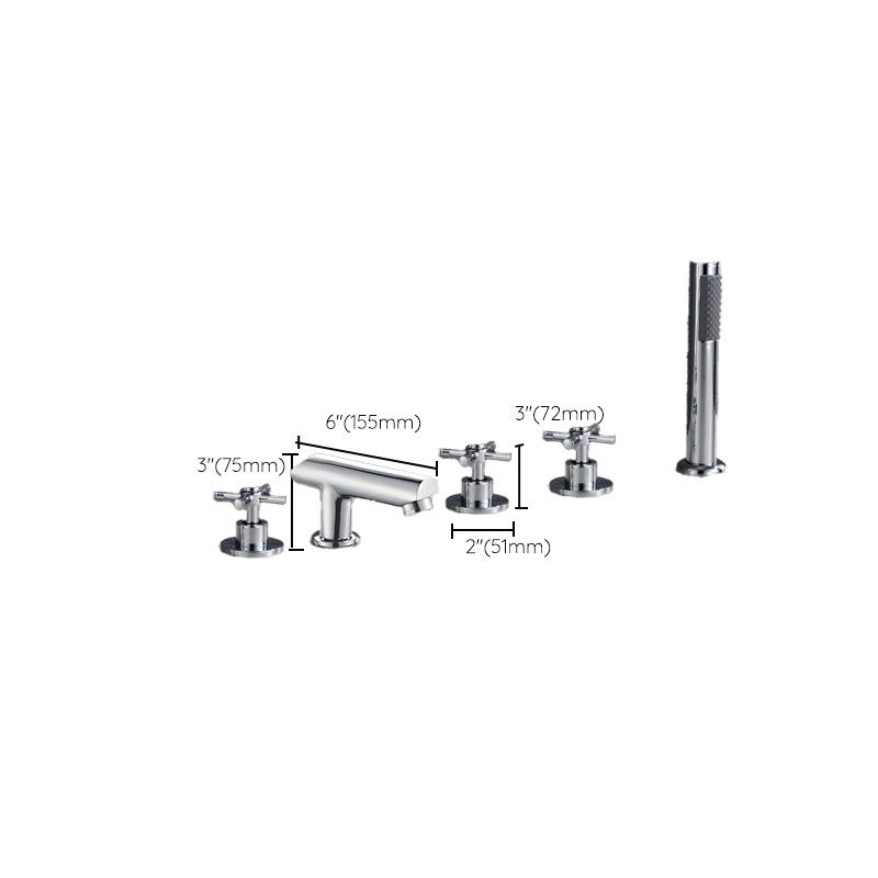 Avtoit | Contemporary Bathroom Faucet Deck Mount Copper Low Arc Swivel Roman Bathtub Faucet Set