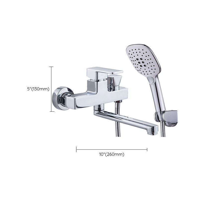Avtoit | Chrome polished bathroom faucet wall-mounted with swivel spout and hand shower