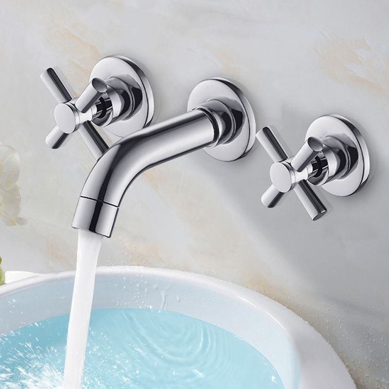 Avtoit | Modern Cross Handle Faucet Monochrome Wall Mounted Bathroom Faucet