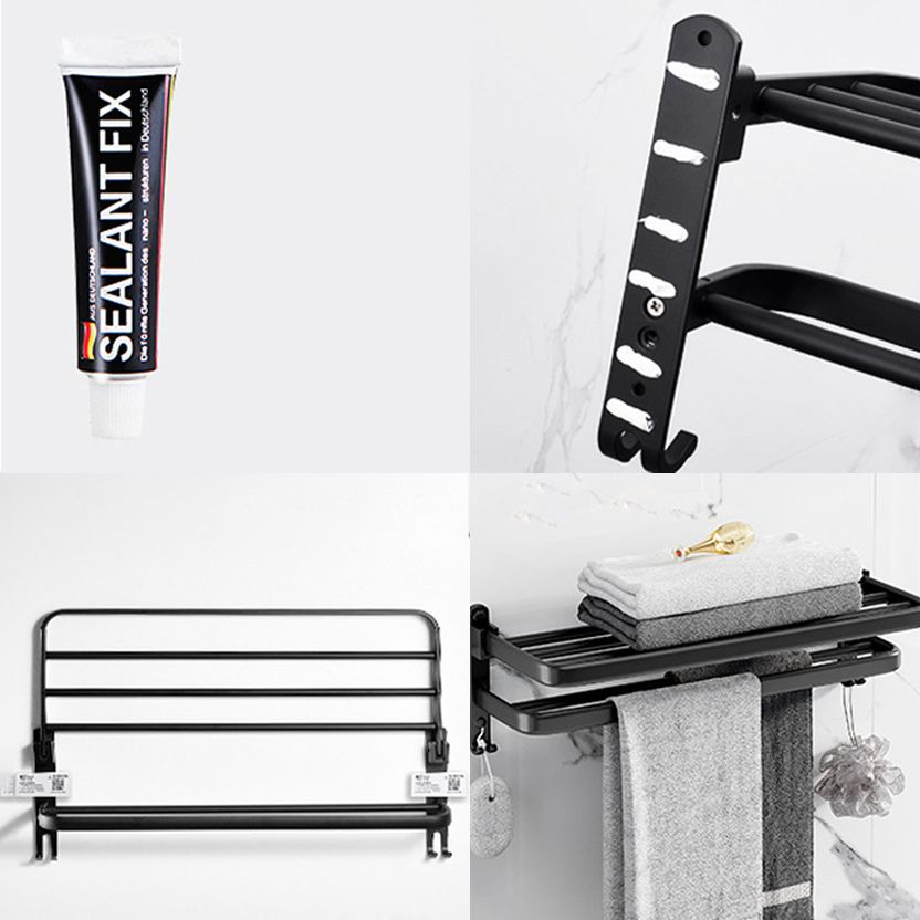 Avtoit | Modern Aluminum Bathroom Accessory Set Matte Black Bathroom Shelf/Towel Holder/Paper Holder
