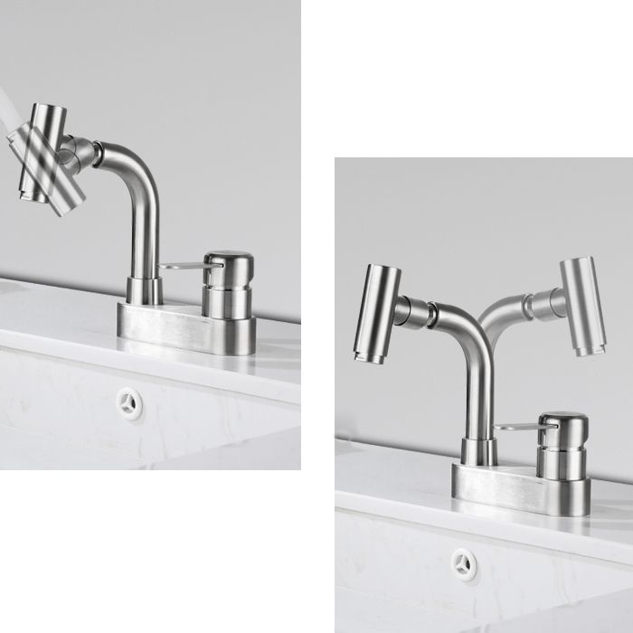 Avtoit | Center set bathroom faucet stainless steel lever handle 2 holes swivel sink faucet