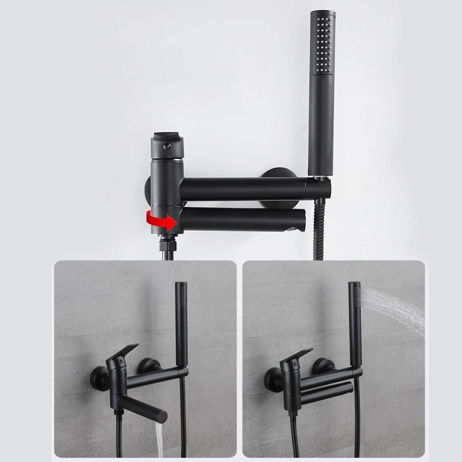 Avtoit | Lever Handle Bathtub Faucet Wall Mount Shower Hose Swivel Spout Bathtub Filling with Hand Shower