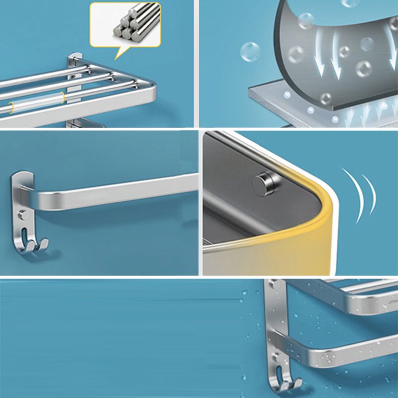 Avtoit | Minimalism Gray Bathroom Accessories Set Contemporary Style Aluminum Towel Rack
