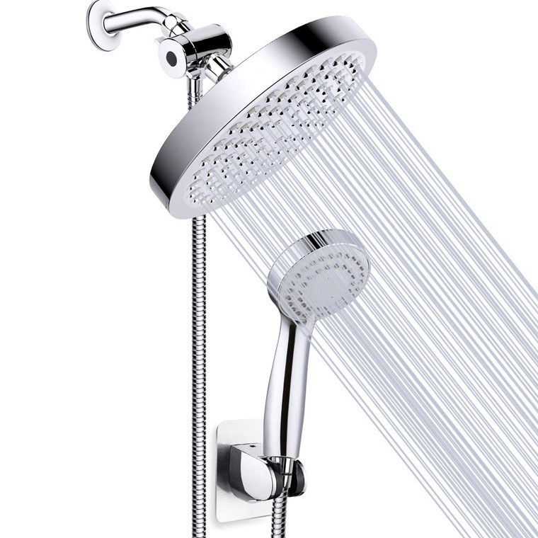Avtoit | 4-Setting Silver Shower Set Concealed Wall Mount Holder Tee with Outlet