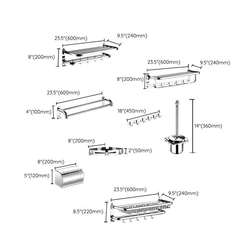 Avtoit | Classic Polished Chrome Bathroom Accessory Set Towel Rail/Paper Holder/Bathrobe Hook Included