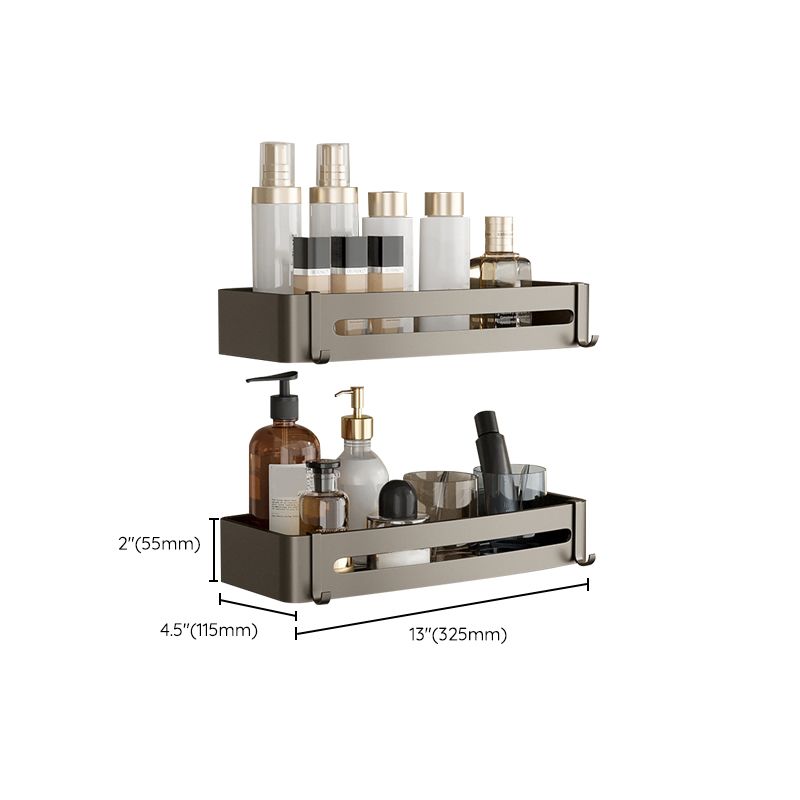 Avtoit | Contemporary Aluminum Bathroom Accessory Set Gray Bath Shelf