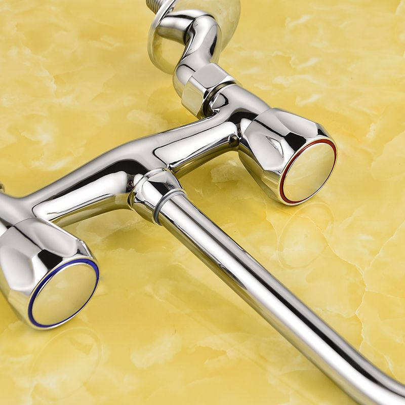 Avtoit | Contemporary Widespread Sink Faucet Knob Handle Goose Neck Arc Solid Brass Faucet