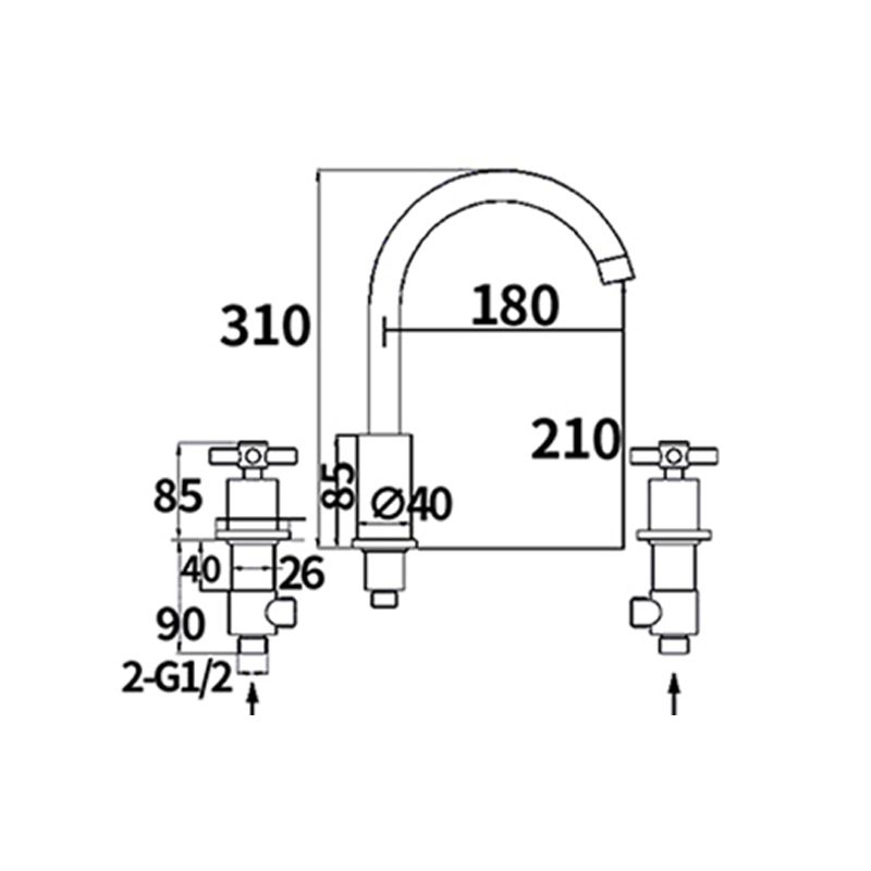 Avtoit | Traditional Style Roman Tub Faucet Copper Wall Mounted Roman Tub Faucet
