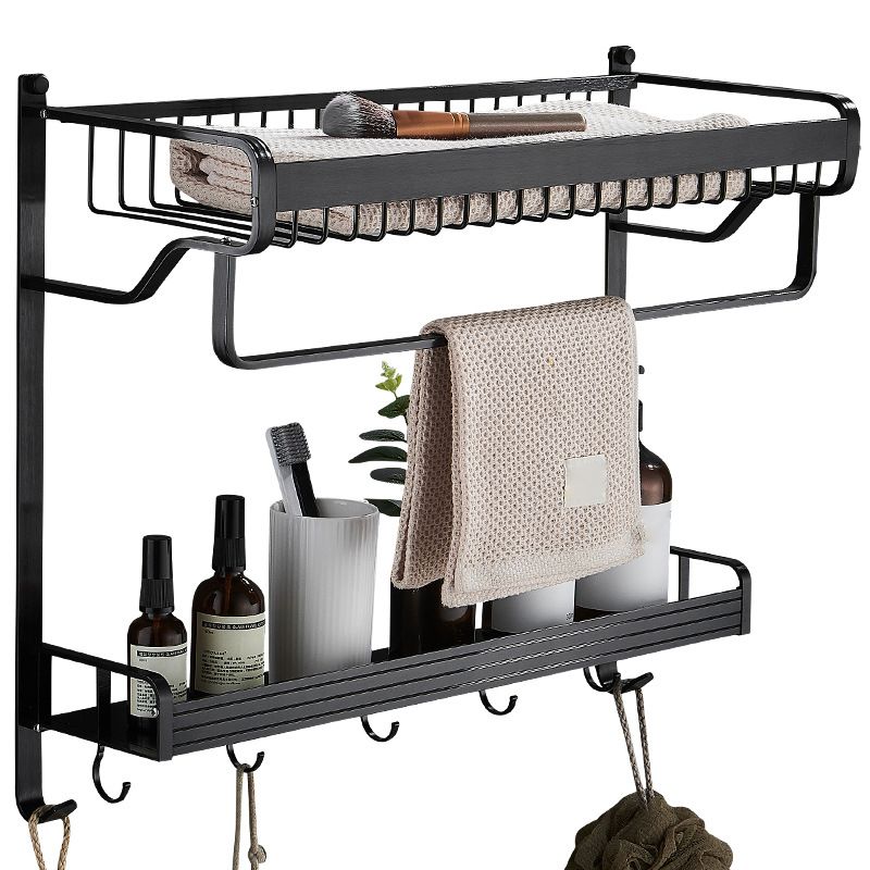 Avtoit | Black / Silver Bathroom Accessories Aluminum Hardware Set Bathroom Shelf