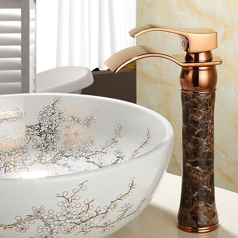 Avtoit | Wall-mounted Copper Roman Bath Faucet Low Arc Roman Bath Faucet Set with Jade