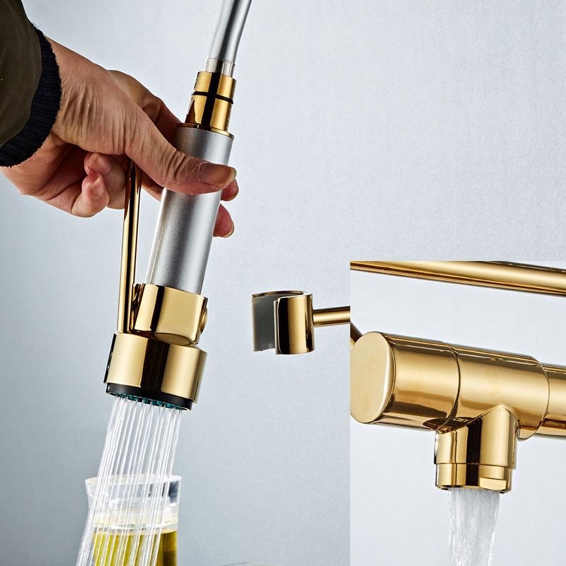Avtoit | Glam Basin Faucet Brass Lever Handles Spring Neck Three-Function Bathroom Sink Tap