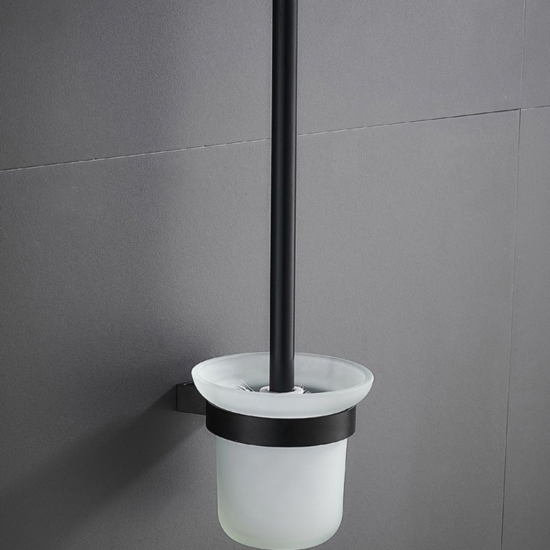Avtoit | 6-piece modern bathroom hardware set in matte black with bathroom shelf/towel holder & bathrobe hooks
