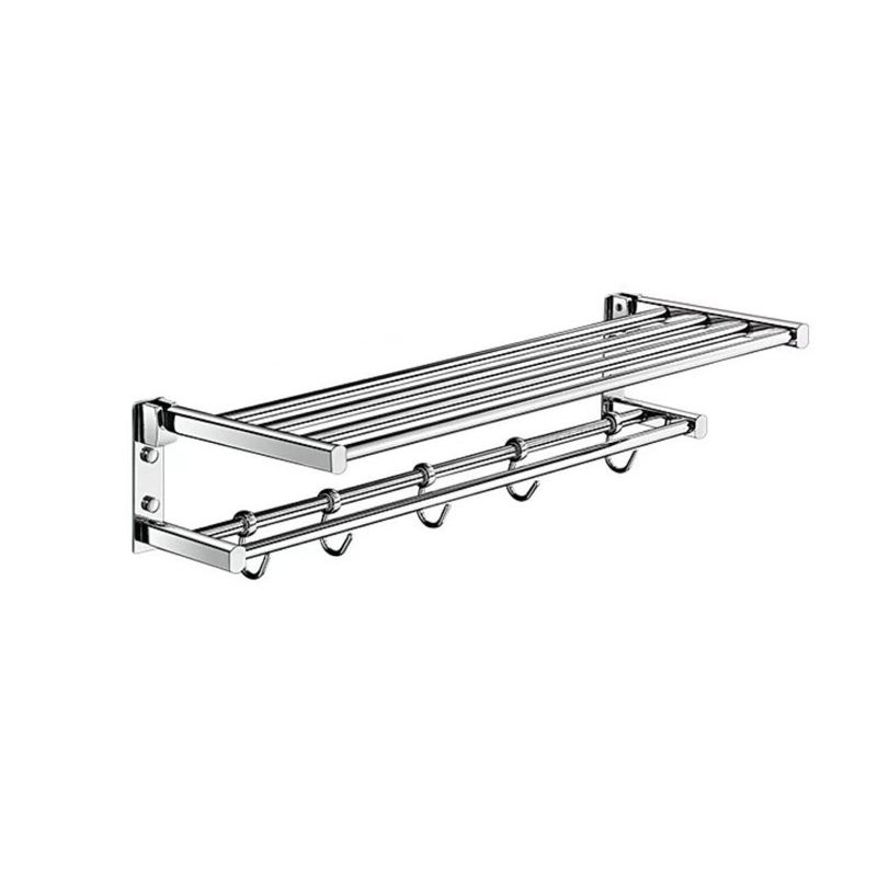 Avtoit | Polished Chrome Modern Bathroom Accessory Set Silver Towel Holder/Bath Shelf
