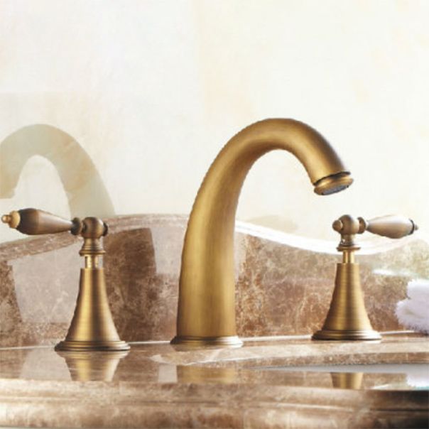 Avtoit | Copper Deck-Mounted Roman Bathtub Faucet Low Arc Roman Bathtub Faucet Set