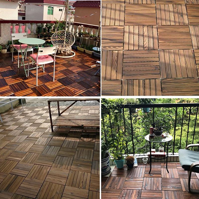 Avtoit | Farmhouse square tile floor brown pine wood for patio garden