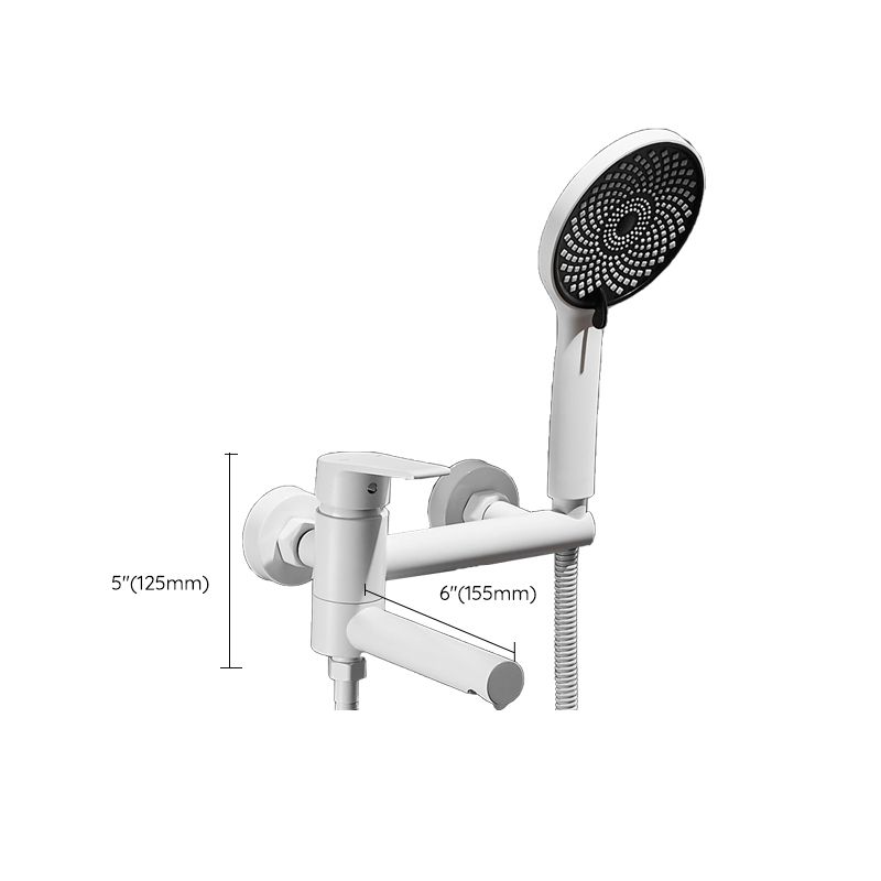 Avtoit | White Bath Water Faucet Trim Single Lever Handle Swivel Spout Wall Mounted Hand Shower Bathtub Filler