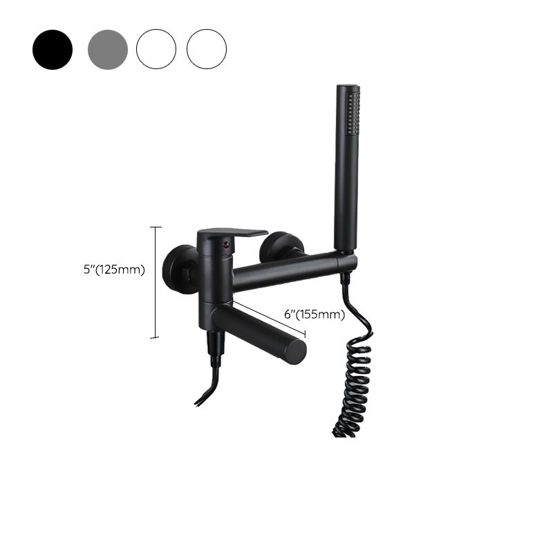 Avtoit | Lever Handle Bathtub Faucet Wall Mount Shower Hose Swivel Spout Bathtub Filling with Hand Shower