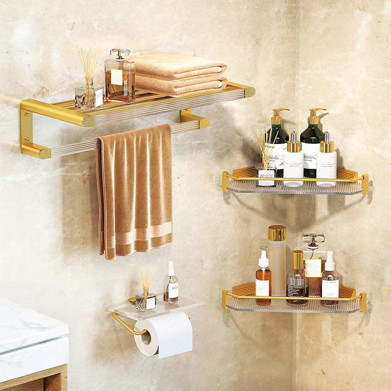 Avtoit | Modern Bathroom Hardware Set Towel Rack Bathroom Shelf Gray/Gold Bathroom Hardware Set