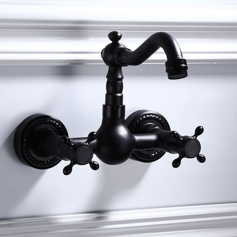 Avtoit | Black Wall-Mounted Bathroom Faucet American Classic Widespread Sink Faucet