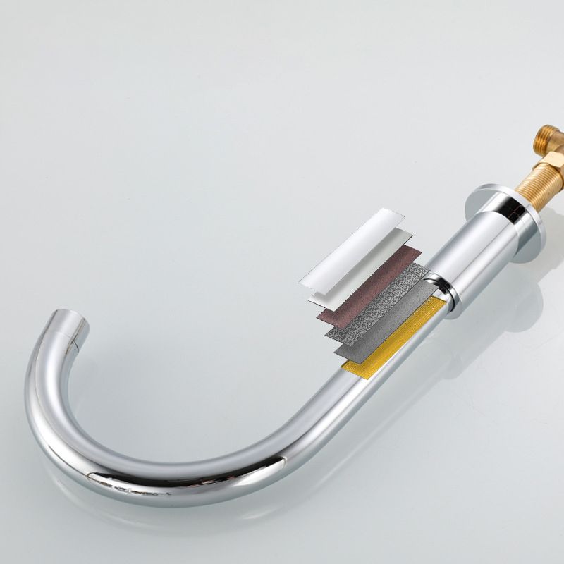 Avtoit | Goose Neck Bathroom Basin Faucet 2 Handles Hot and Cold Water Basin Faucet with Drain