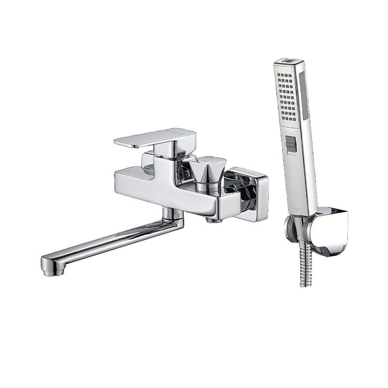 Avtoit | Wall Mounted Bathtub Faucet Trim Polished Chrome Swivel Spout with Hand Shower