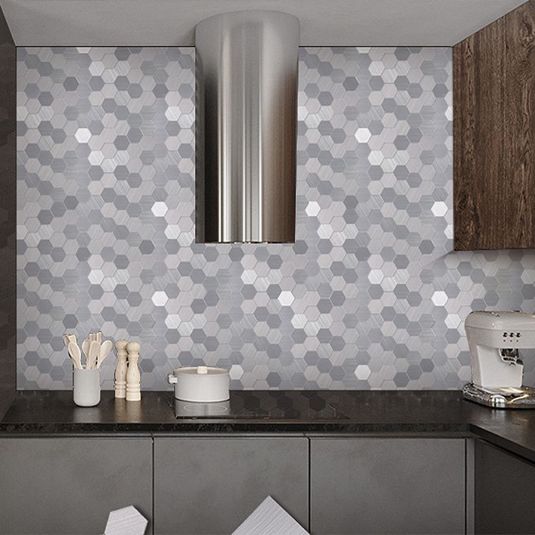 Avtoit | Subway Tile Wallpaper Contemporary Peel and Stick Wall Tile with Metal Look