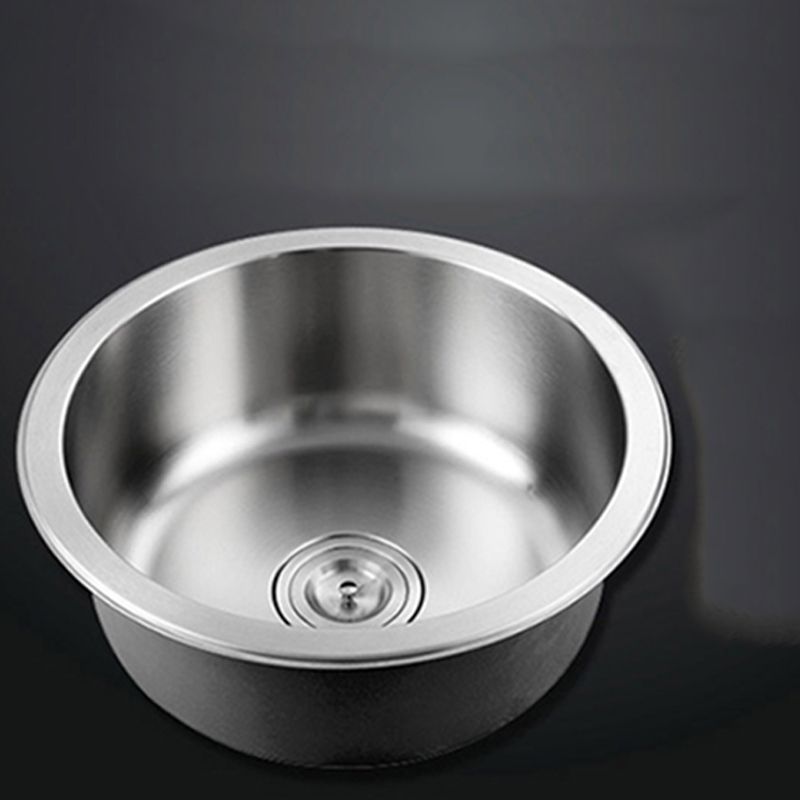 Avtoit | Contemporary Single Bowl Kitchen Sink Round Stainless Steel Sink with Drain Strainer Set