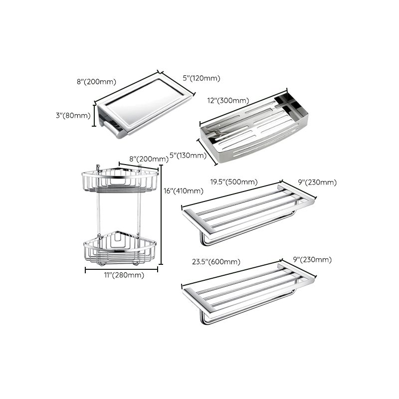 Avtoit | Contemporary Bathroom Accessories Hardware Set in Silver with Soap Dish