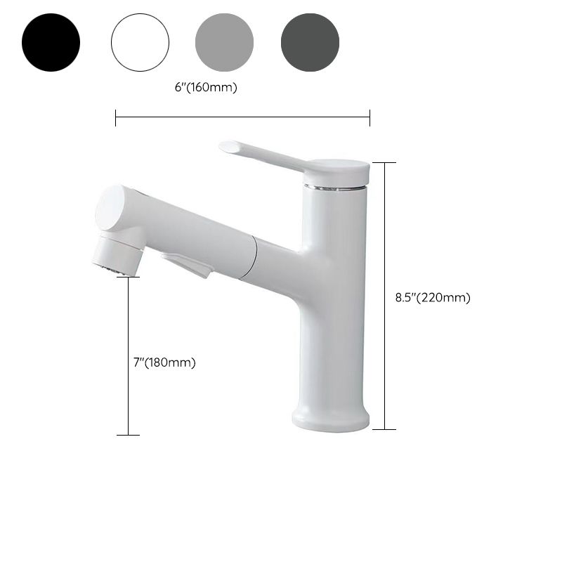 Avtoit | Modern Washbasin Faucet Copper 1-Handle Low Arc Pull-Out Washbasin Faucet for Bathroom